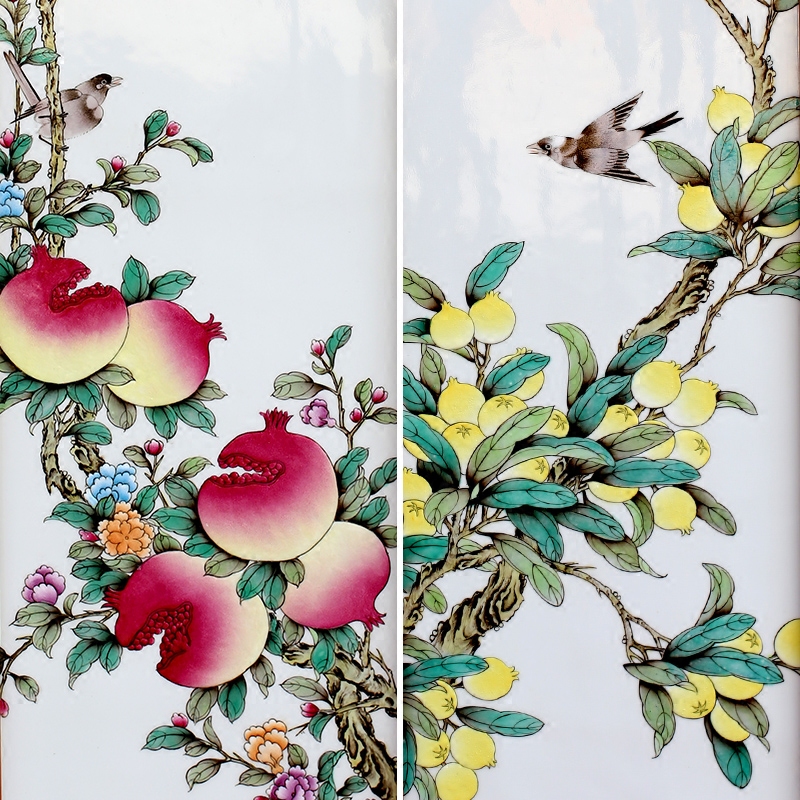 Hand - made jingdezhen porcelain plate spring, summer, autumn and winter four screen painter in the sitting room sofa setting wall adornment that hang a picture