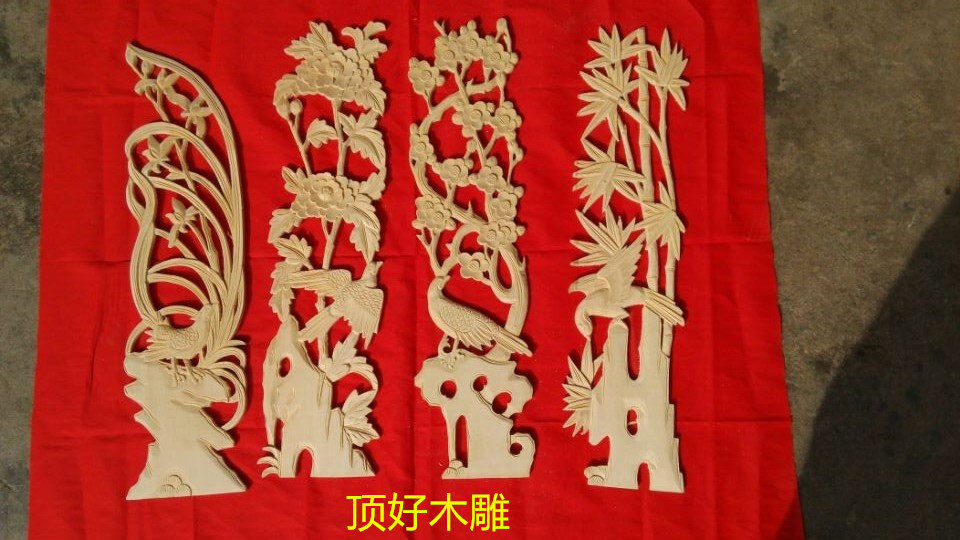 Dongyang woodcarving flower piece wood flower corner flower solid wood applique Chinese decoration home decoration plum orchid bamboo chrysanthemum