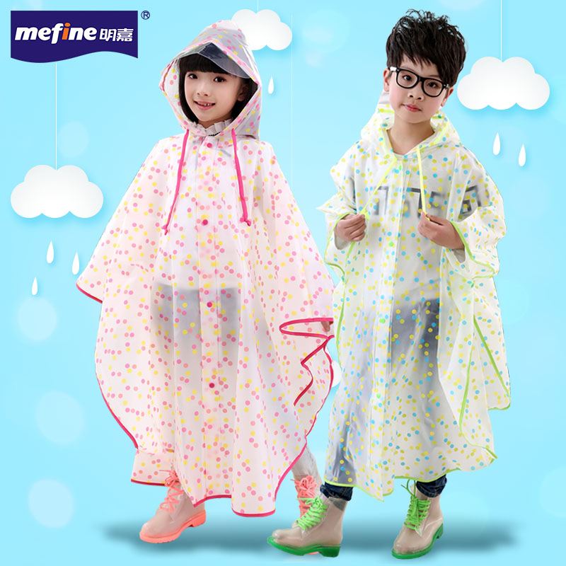 Mingjia cape children's raincoat Adult wave point outdoor fashion translucent male and female baby raincoat parent-child section