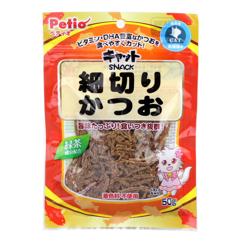 宠物零食 猫零食 派地奥 猫用PETIO鲣鱼细切丝50g幼猫零食鲜封包
