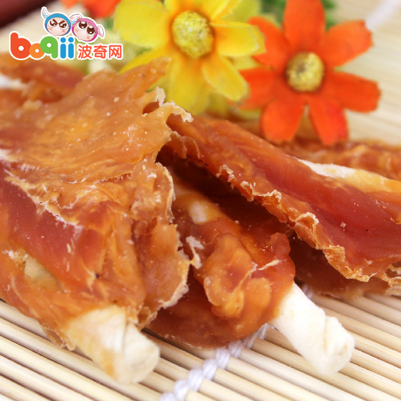 波奇网宠物狗零食皮卷穿鸡小胸尖500g狗鸡小胸肉干零食泰迪狗零食