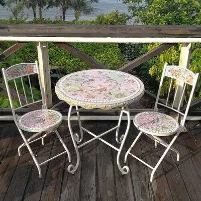 High-end outdoor courtyard garden table and chair three-piece European villa balcony terrace casual table Inojing same model