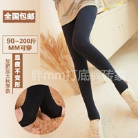 Mùa thu và mùa đông eo cao kích thước lớn của phụ nữ 200 pounds béo mm mặc bên ngoài mỏng cộng với nhung cộng với phân bón để tăng xà cạp chân áo sơ mi đen nữ