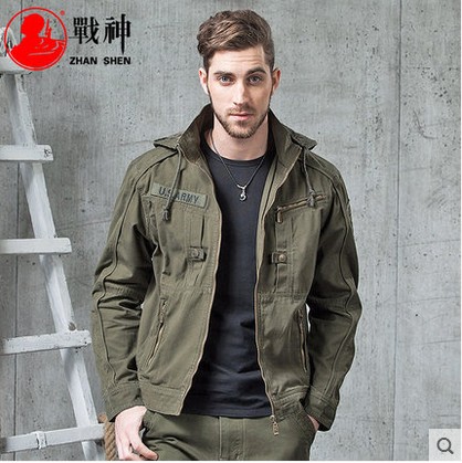 Outdoor military fan jacket men's jacket Pure cotton anti-scraping multiple pockets Spring and autumn Lions hat field combat training overalls jacket