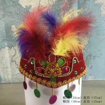 Xinjiang Uygur ethnic hat dance childrens hat girl little flower hat performance show props head decorated with feather hat
