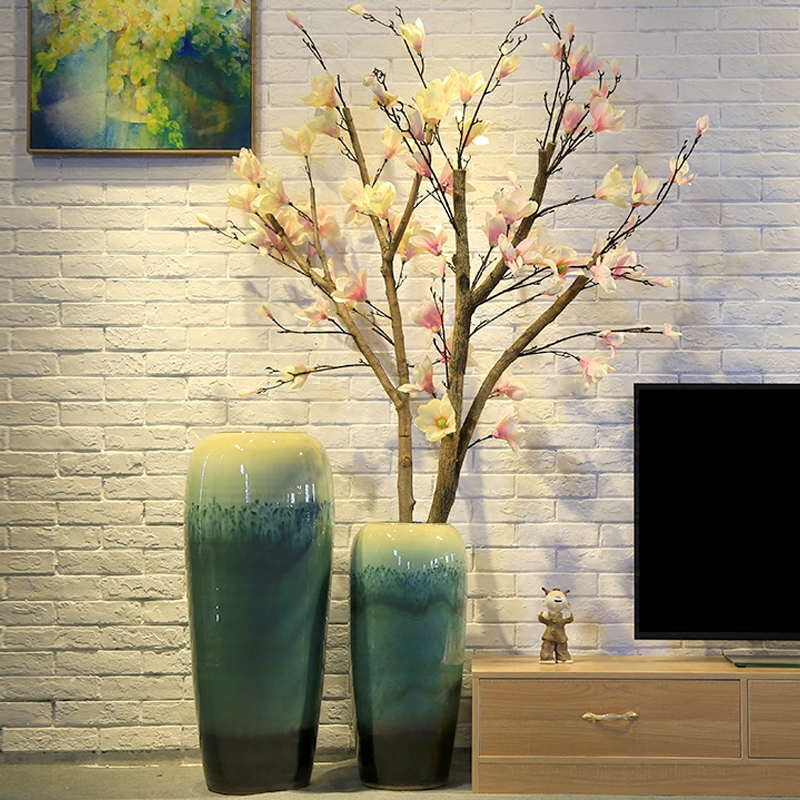 New Chinese style large landing simulation flower decoration ceramic vase sitting room big flower flower implement furnishing articles hotel decoration