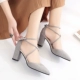 Phiên bản hàn quốc 2018 mới dày với sandal nữ mùa hè mũi nhọn cao gót quai ngang đơn giản gợi cảm miệng nông nữ