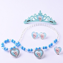 Love gauze princess crown necklace set shiny fabric gold powder hairclip Crown bracelet ring frozen jewelry