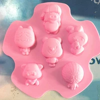 6 động vật dễ thương Khuôn bánh silicone Khuôn bánh pudding Dụng cụ làm bánh cho lò nướng - Tự làm khuôn nướng khuôn bánh flan