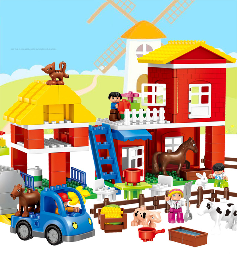 Large grain large block large building block plastic parquet Child puzzle baby Early teaching boy Fun Farm Paradise