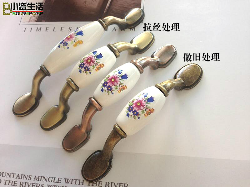 Petty bourgeois life European pastoral ceramic orchid handle cabinet wardrobe shoe cabinet drawer handle 8803 spot