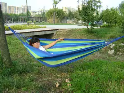 Clearance outdoor camping canvas hammock single padded nylon ultra-light portable summer lunch break accommodation swing