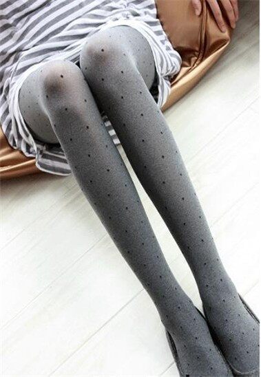 Punch Crown Special price Goose Down Sesame Grey Dot PANTS SOCKS WOMAN SPRING FALL INNER LAP PANTS SOCKS FASHION PANTS 2 STRIPS