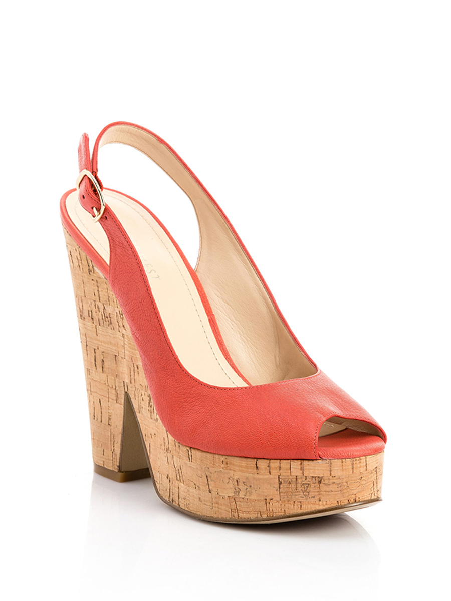 Nine West/玖熙 西瓜红色鱼嘴高跟鞋