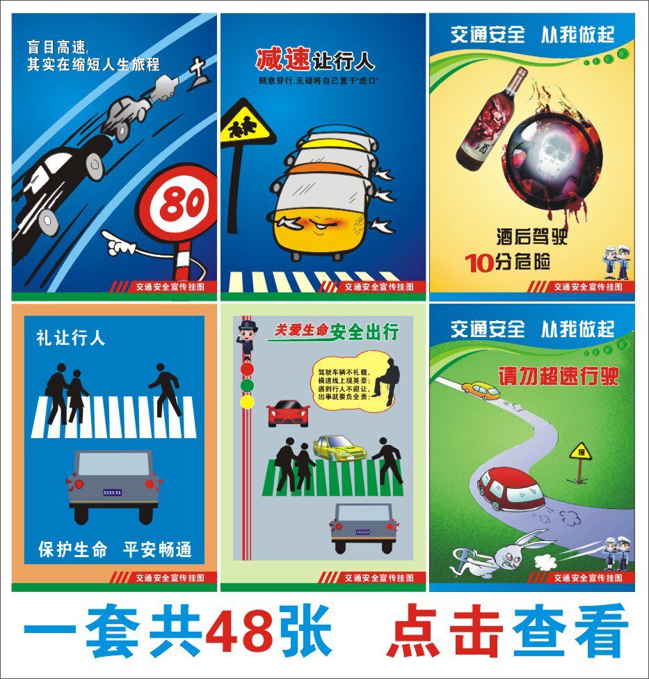 Road traffic safety culture promotion slogans and paintings Fire safety knowledge promotion posters and display boards