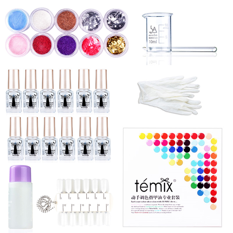 Temix水性可剥甲油套装DIY套装指甲油调色套装动手调色专业版
