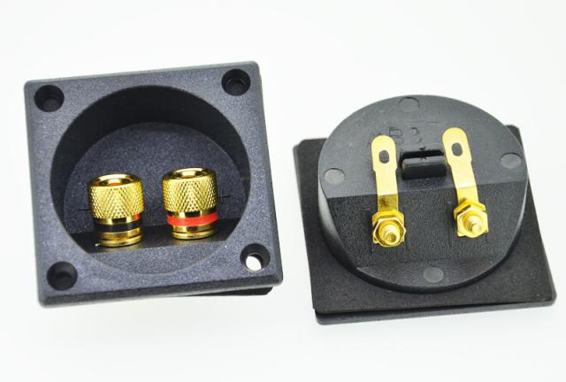 Two-position pure copper wiring clamp square junction box Banana Socket Sound Box POST HEAD ABS MATERIAL HORN CONNECTION BOX