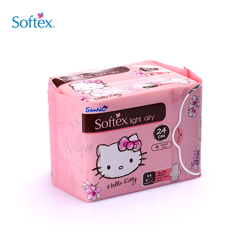 Softex Hello Kitty进口超薄日用棉柔卫生巾 24cm*20片 超强吸收