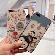 Phim hoạt hình Penguin iphone8X7plus Mobile Shell 4.7 Ring Soft Shell Apple 7 Giá đỡ 6s Cover 5.5 - Nhẫn