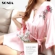 Mùa hè 2018 mới cao cấp VS satin voan tùy chỉnh với áo choàng lụa thêu hoa màu hồng đẹp - Night Robe