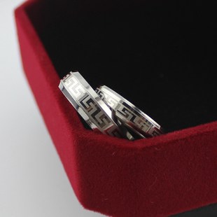 Do not fade national wind accessories back pattern female titanium steel couple ring men's simple Great Wall pattern pair ring ring hot