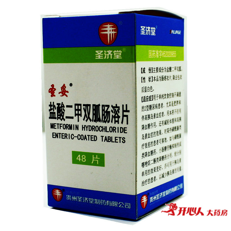 圣妥盐酸二甲双胍肠溶片 0.25g*48片*1瓶/盒
