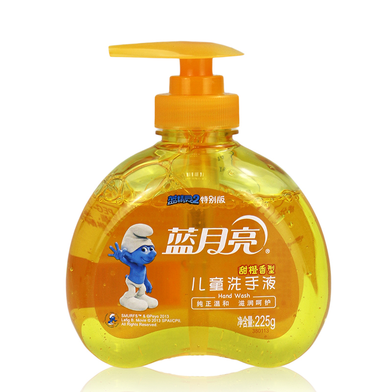 蓝月亮儿童洗手液甜橙味225g/瓶装泡沫多滋润呵护温和纯正
