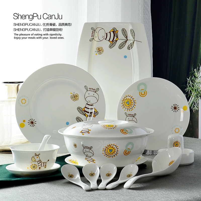 Porcelain show source dishes suit creative household Korean tangshan ipads Porcelain tableware suit dishes contracted combination