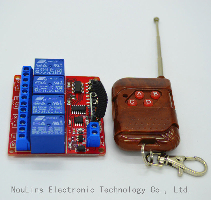 315M wireless learning module wireless hand control switch 4-key peach wood 24V4-way wireless remote control switch