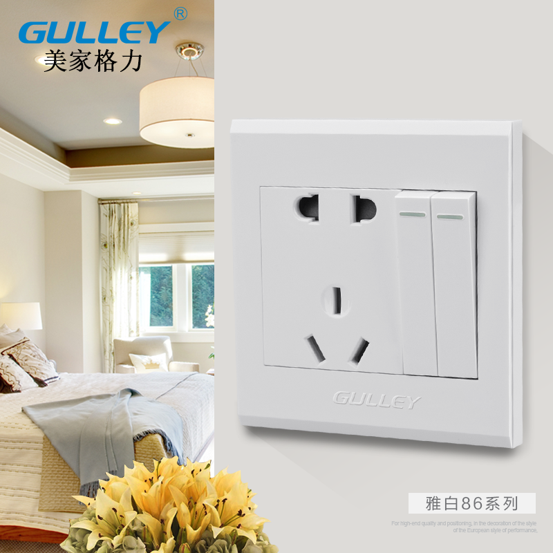 Type 86 WALL HOME WALL DARK WIRE TWO OPEN 5 HOLES APPLIANCES POWER SOCKET PANEL FIVE HOLES WITH SWITCH DOUBLE CUT