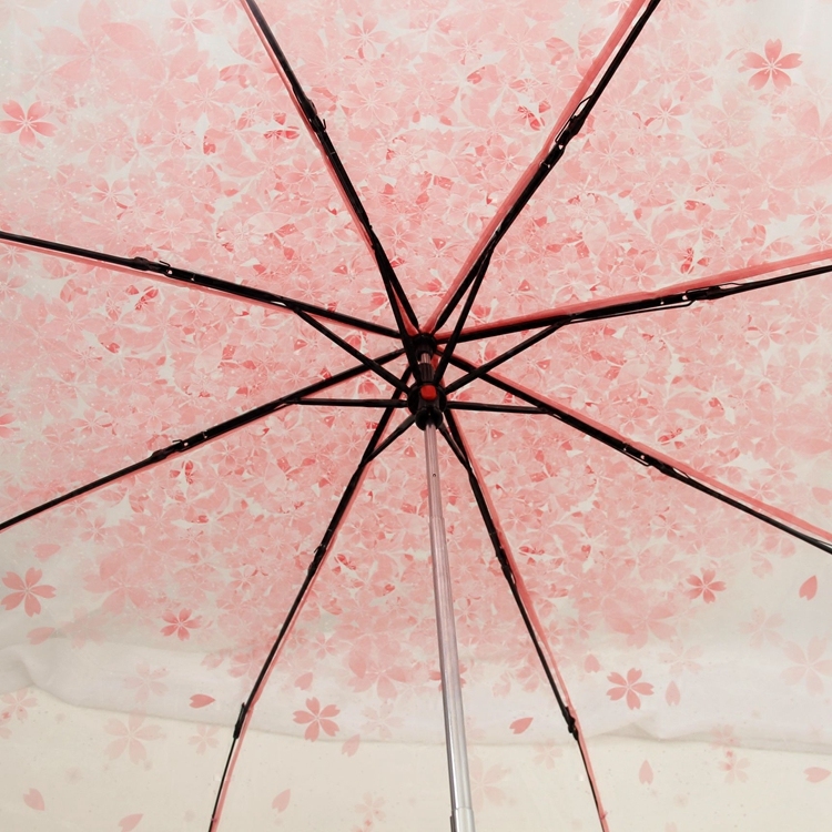Japanese Romantic Pink Cherry Blossom Umbrella Summer Folding Floral Transparent Umbrella Beautiful Pencil Umbrella for Women Fresh Style Umbrella