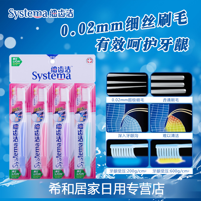 狮王 细齿洁靓龈牙刷 护齿护龈 超软毛细毛成人牙刷 四合一