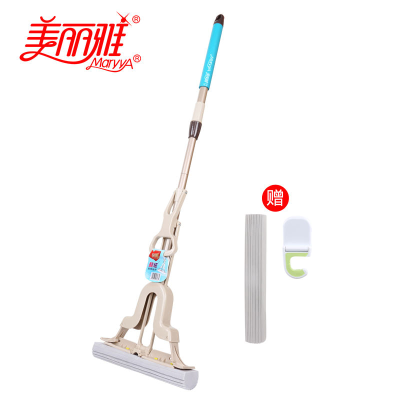 【天猫超市】美丽雅海绵拖把新品酷炫胶棉拖把对折挤水地拖拖布
