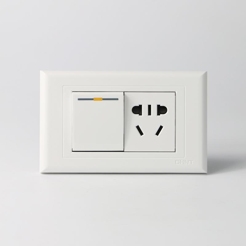 Zhengtai 118 type two-position panel one-open one-plug double-cut switch with socket one-open five holes 118*72