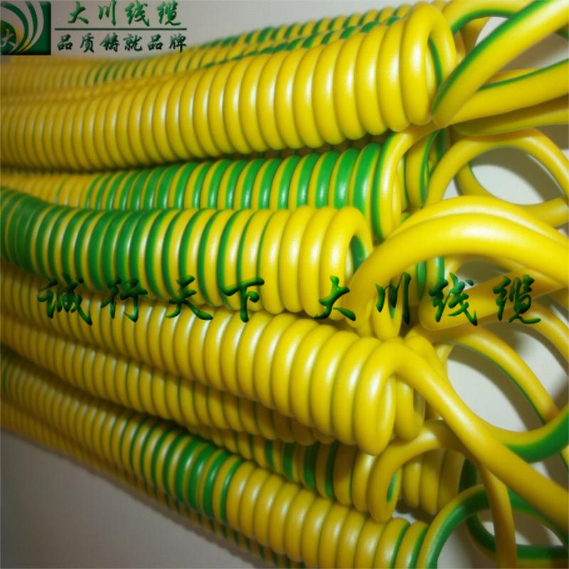 Yellow PU spiral line yellow with a green spiral line on it