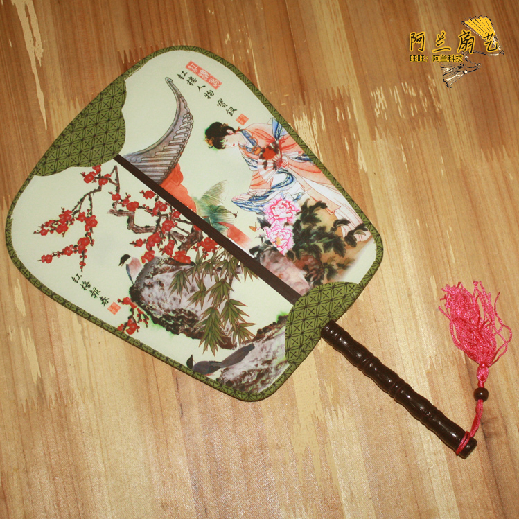 Silk double - sided pattern fan - shaped silk fan Palace fan - fan fine art painting fan
