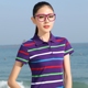 Xuân-hè 2017 mới lạ ve áo sơ mi nữ tay ngắn thời trang sọc giảm béo Áo sơ mi nữ polo - Áo phông áo phông nữ chất đẹp Áo phông