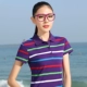 Xuân-hè 2017 mới lạ ve áo sơ mi nữ tay ngắn thời trang sọc giảm béo Áo sơ mi nữ polo - Áo phông Áo phông