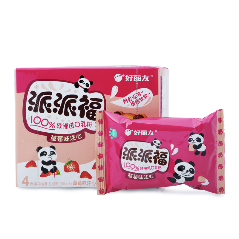 【天猫超市】好丽友 熊猫派派福 草莓牛奶味注心蛋糕 4枚/盒
