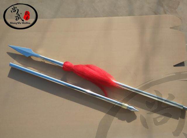 Boutique red tassel gun head overlord gun head spear big gun stainless steel thin rod cut Iron high hardness weapon unopened