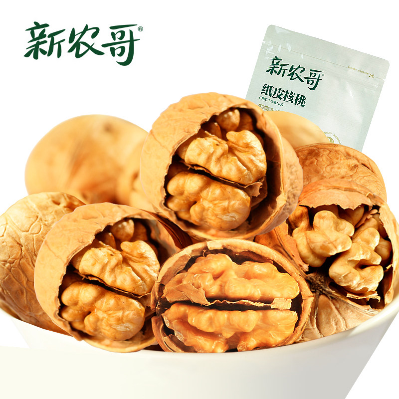 【天猫超市】新农哥坚果纸皮核桃418g  原味炒货 休闲办公零食