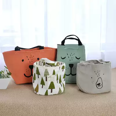 Simple round lunch box set lunch box bag bag for primary and secondary school students insulated bag lunch box pocket free mail