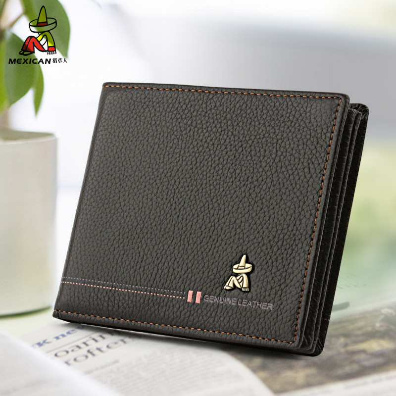 Scarecrow Men's Wallet Short Thickened Horizontal Money Clip Korean Style Trendy Genuine Leather Pure Cowhide Business Large Capacity Wallet