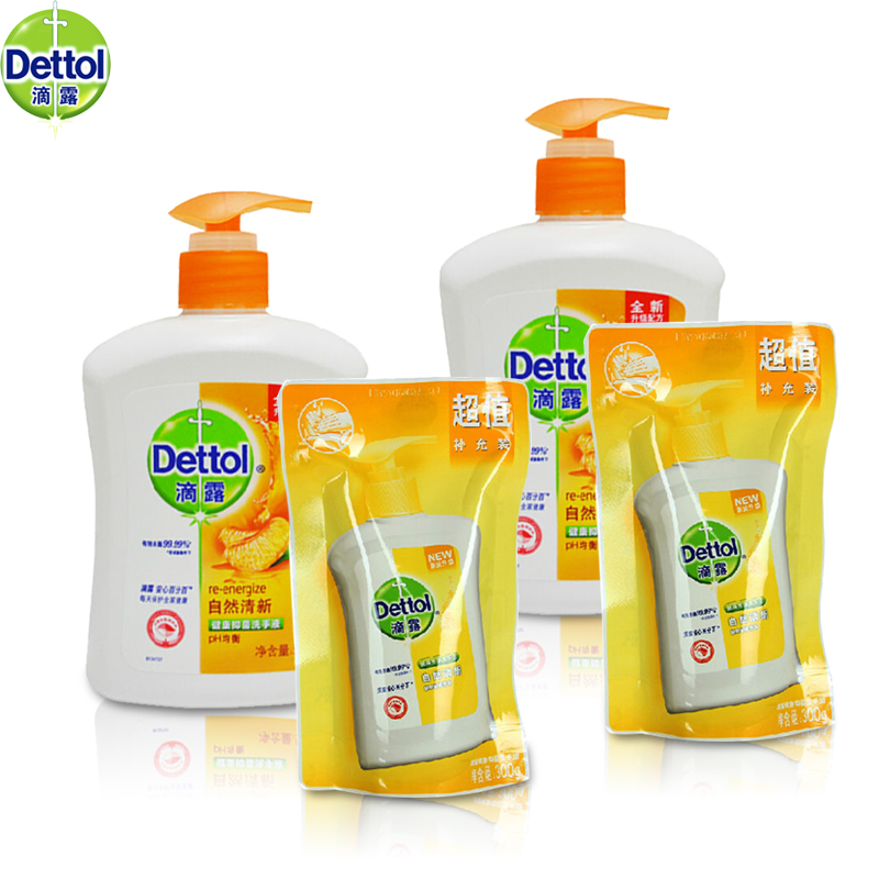 Dettol滴露自然清新洗手液500g送300g补充装 *2装