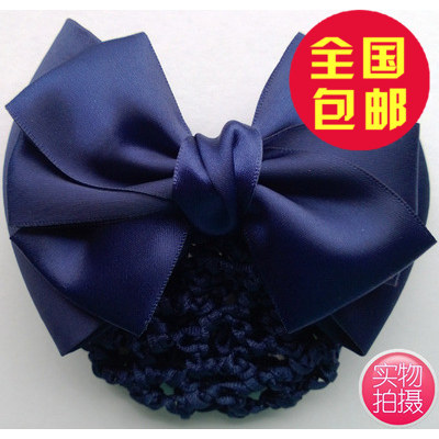 High-end stewardess head flower professional female purple Korean bow bank nurse hotel waiter with disc hair net pocket