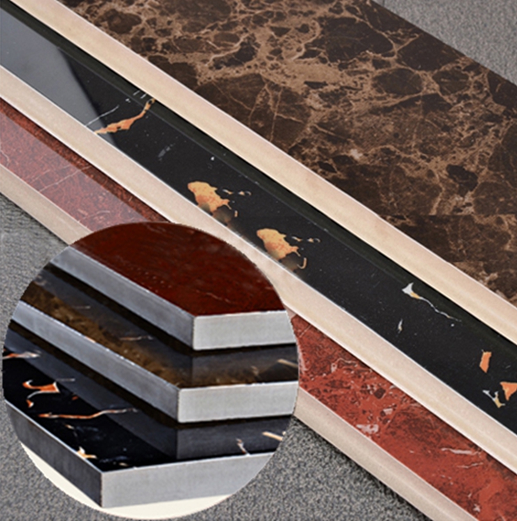 Home dress Main material Foshan tiles 800X100 Black gold Flower Deep curnet Viola red skirting footrest skirting