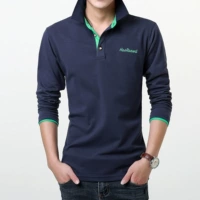 Áo thun nam giản dị dài tay mùa xuân và mùa thu áo sơ mi nam size lớn với cổ áo sơ mi nam polo áo thể thao nam áo phông polo nam