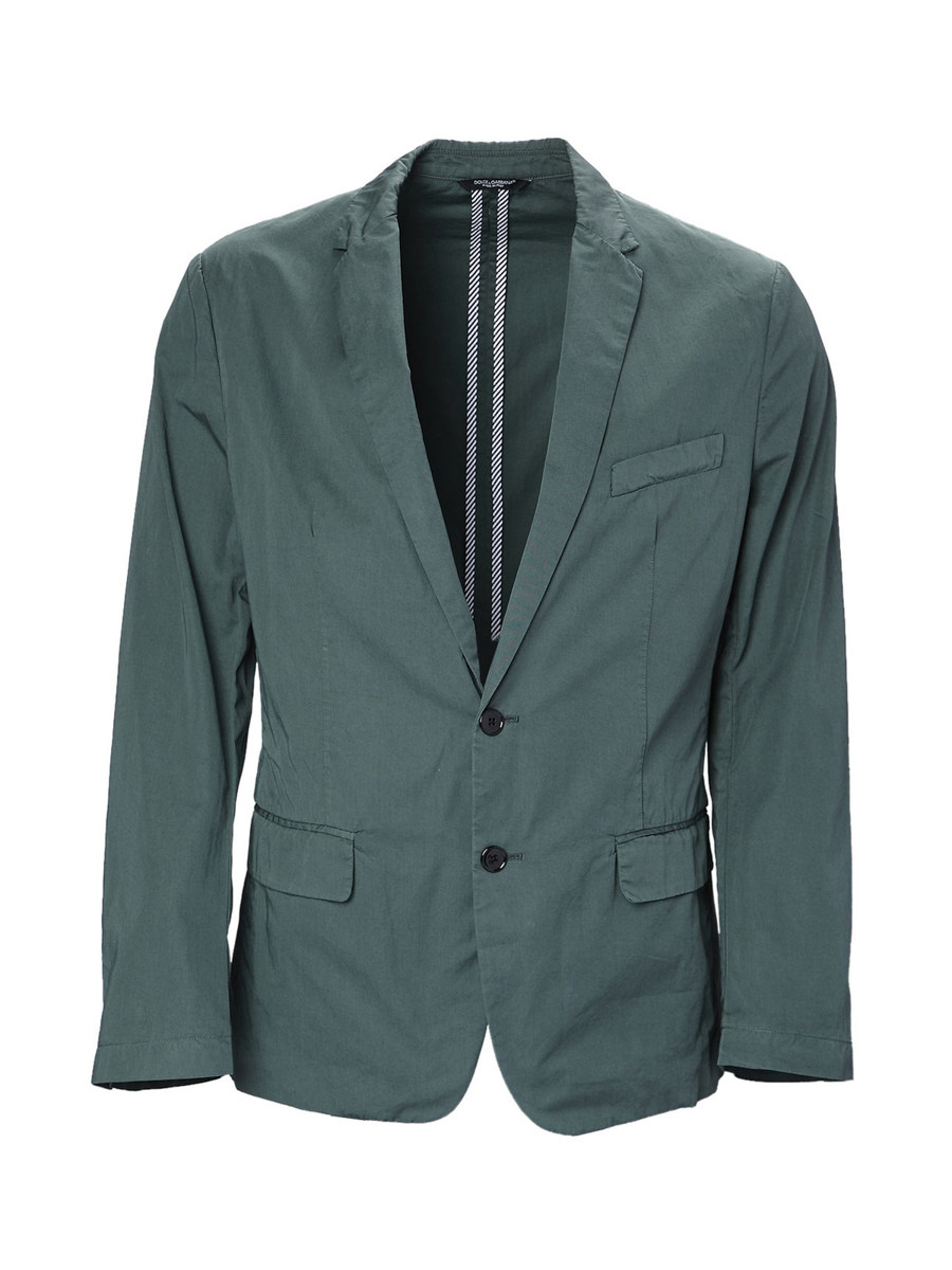 Dolce&Gabbana 孔雀绿色平驳领两粒扣西装外套