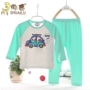 Đẹp trai mùa thu và mùa đông trẻ em mới đồ lót cotton nam bé Lycra cotton mùa thu quần dài tay dài 90-110 bộ nỉ nhung cho bé gái