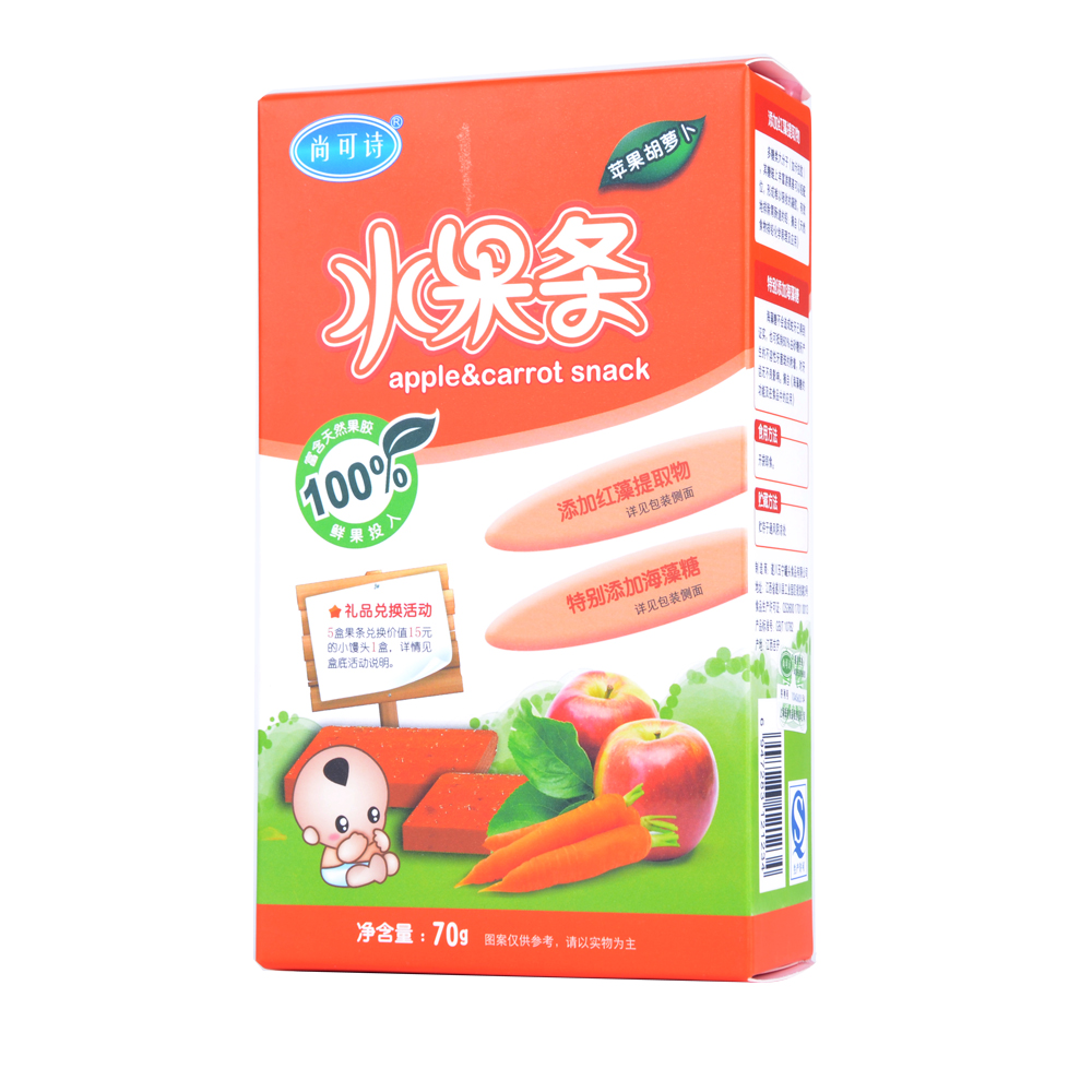 尚可诗水果条 苹果胡萝卜 婴幼儿水果条 宝宝辅食果蔬糕 2盒包邮